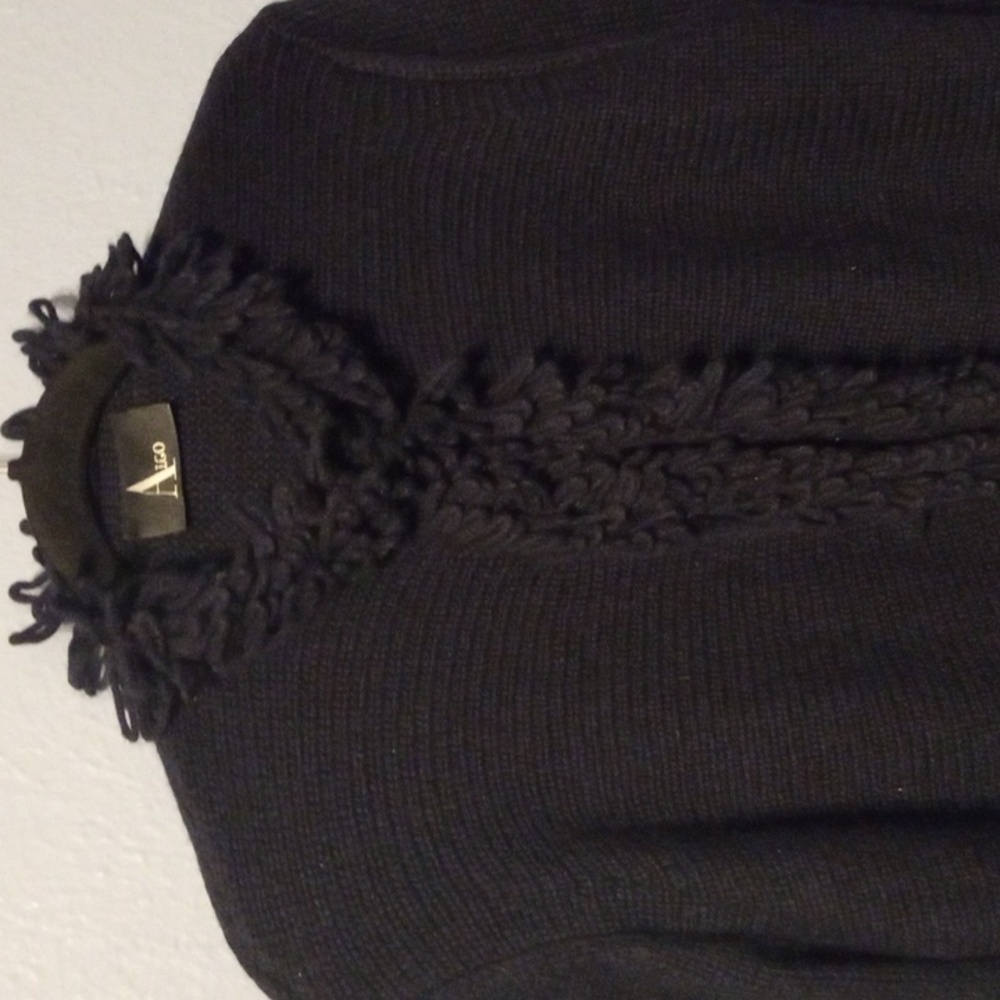 Algo Swizerland Navy 100% Cashmere Loop Ruffle Ne… - image 3